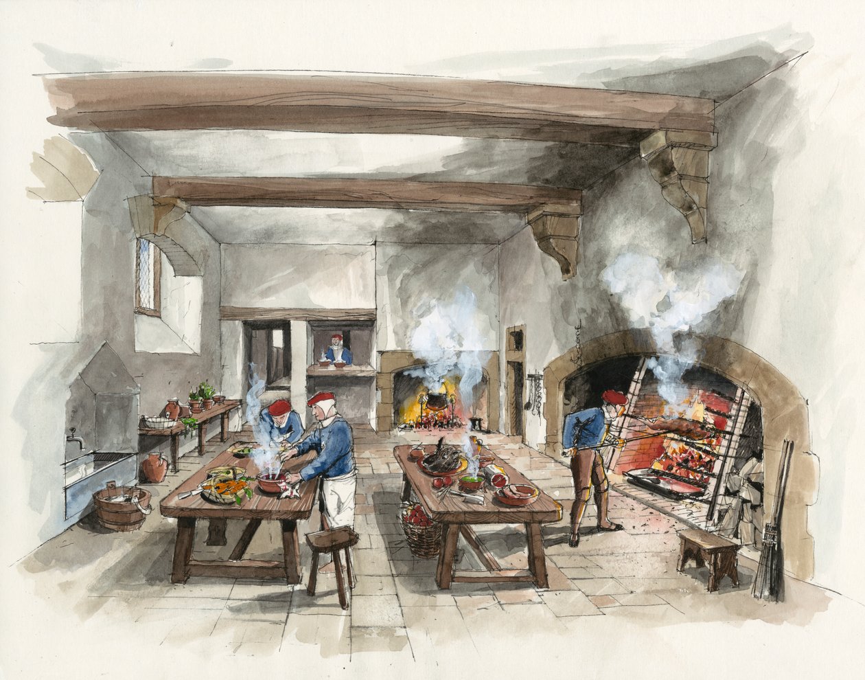Reconstruction of the Kitchen at Hardwick Old Hall in 1601 by Liam Wales
