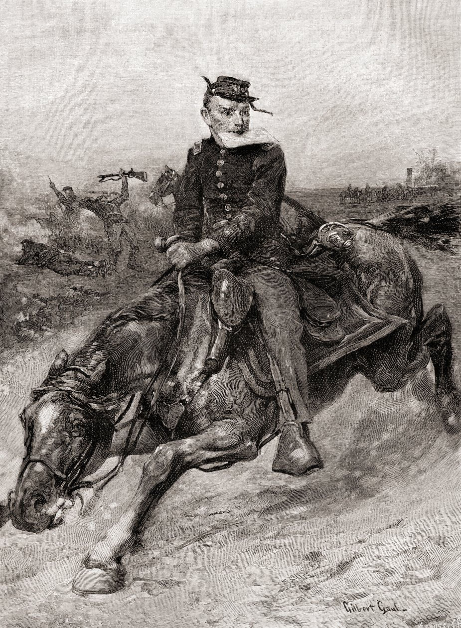A dispatch rider during the American Civil War, from The Century Magazine, published 1887 by Unbekannt Unbekannt