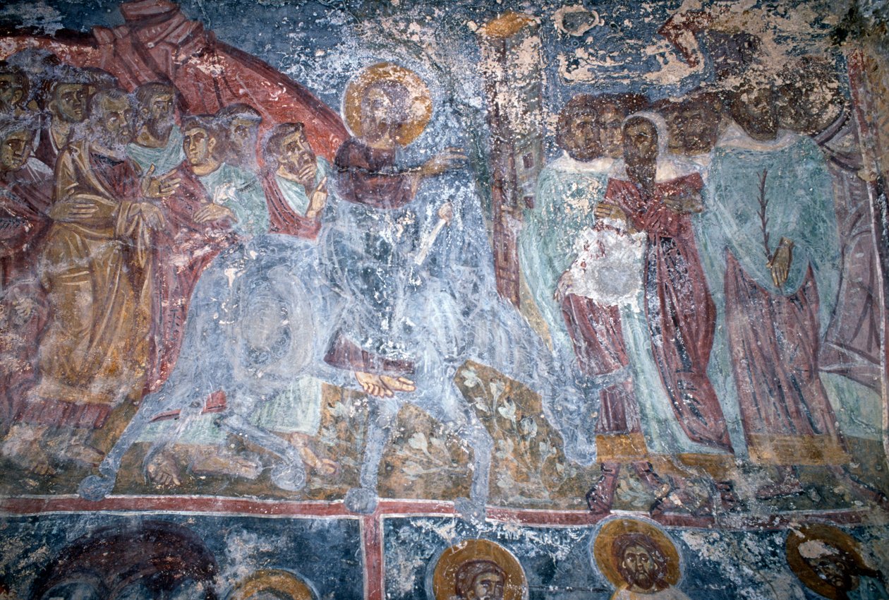 Angel, Fresco in Byzantine Church of Sotiras Christos, Vlithias, Crete, Greece by Unbekannt Unbekannt