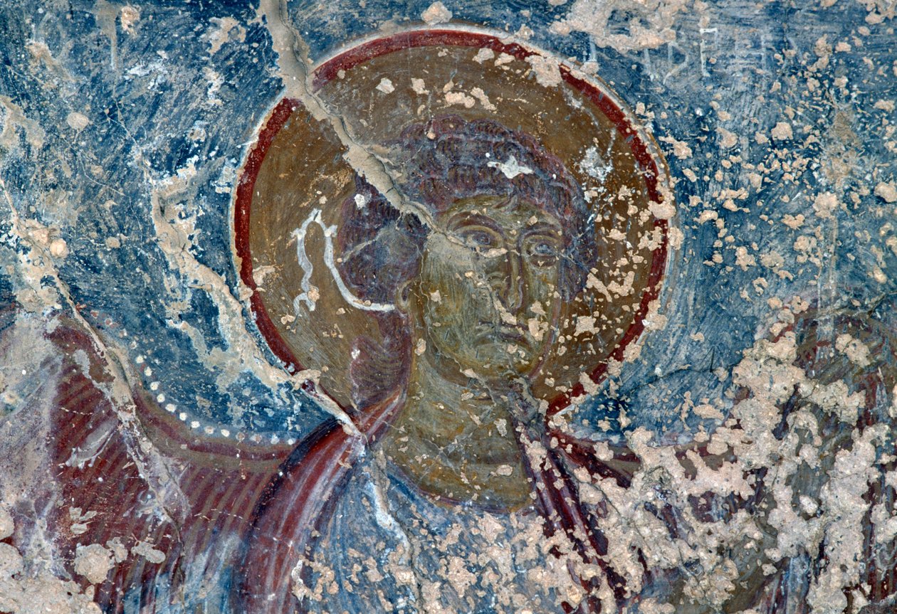 Angel, fresco in church of Panagia, Rodovani, Crete, Greece by Unbekannt Unbekannt