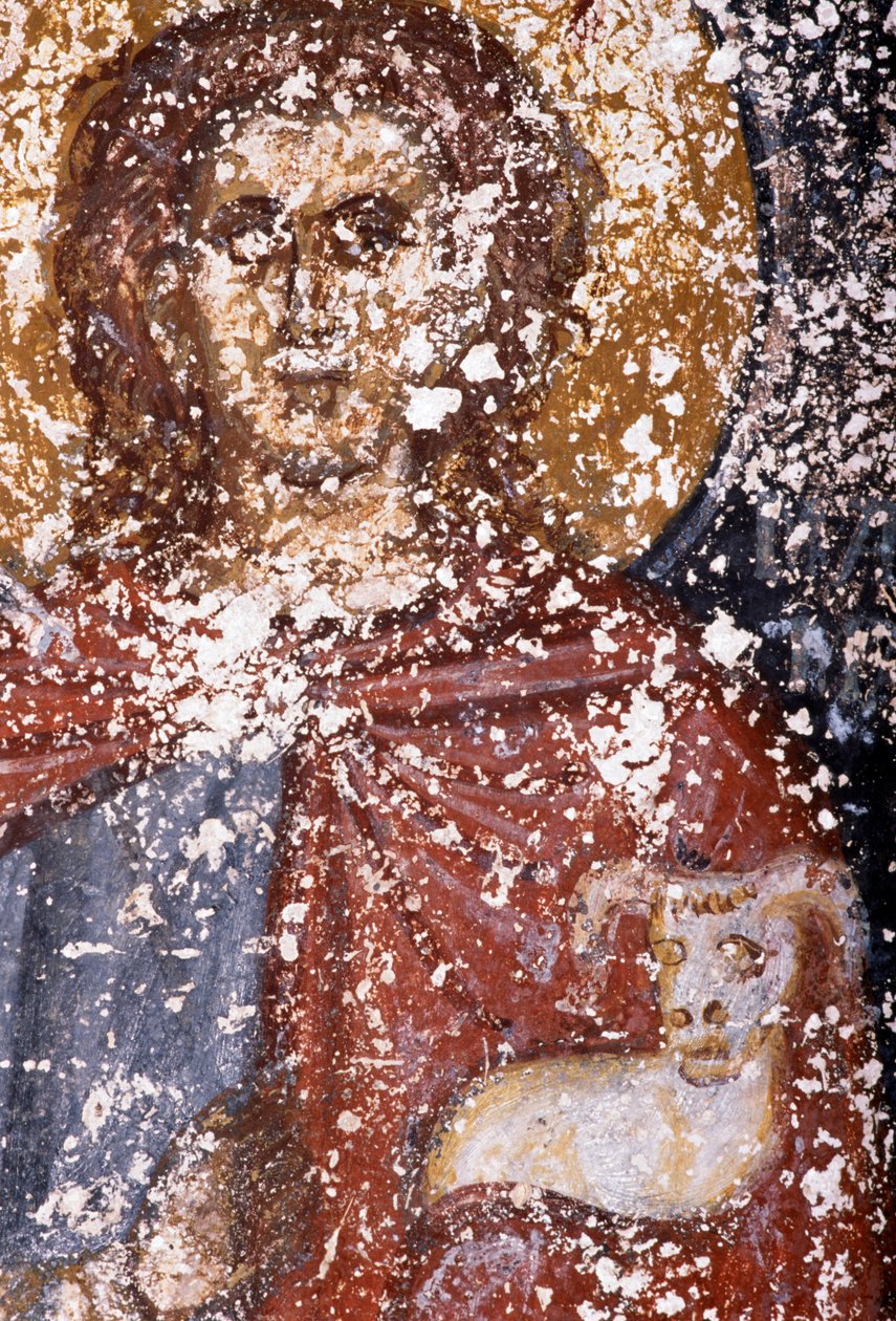 Christ, Fresco in Byzantine Church of Sotiras Christos, Vlithias, Crete, Greece by Unbekannt Unbekannt