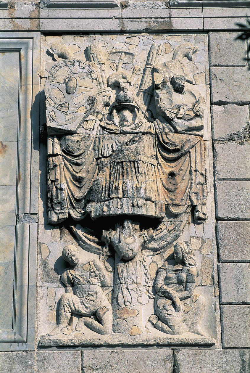 Close-up of Sculptures on a Wall, Trophee Des Alpes, La Turbie, Provence-Alpes-Cote D