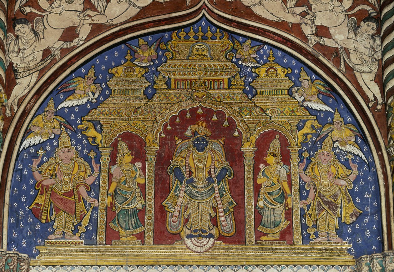 Fresco Depicting Vishnu, Thanjavur Maratha Palace, Tamil Nadu, India by Unbekannt Unbekannt