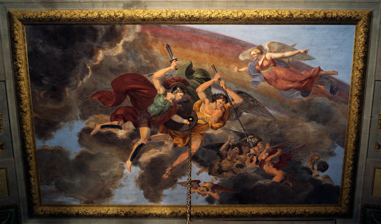 Fresco on ceiling of bedroom of Royal Apartment, Ducal Palace, Lucca, Tuscany, Italy (detail) by Unbekannt Unbekannt
