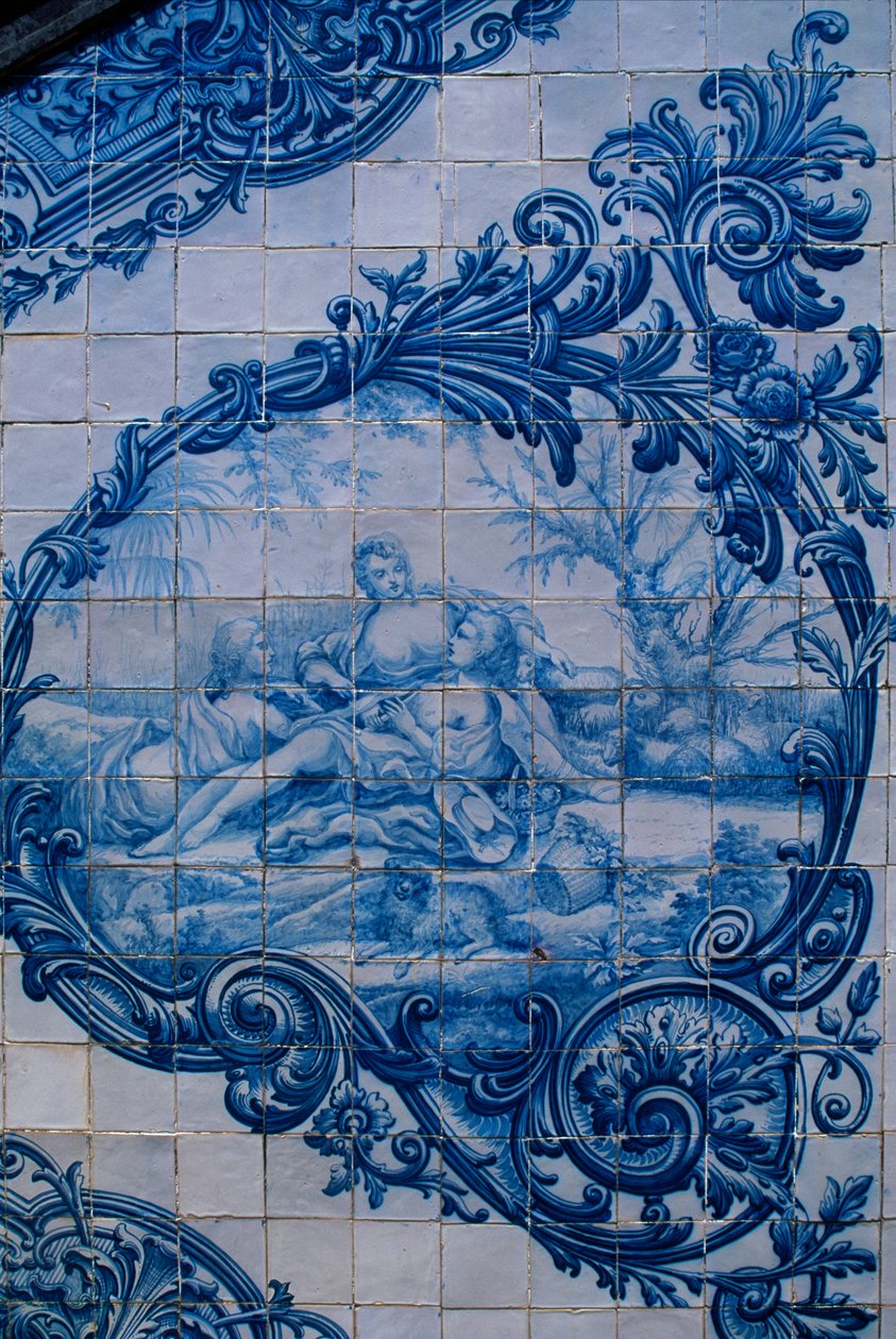 Glazed tiles from the Palace of the Counts of Estoi, Estoi, Portugal by Unbekannt Unbekannt