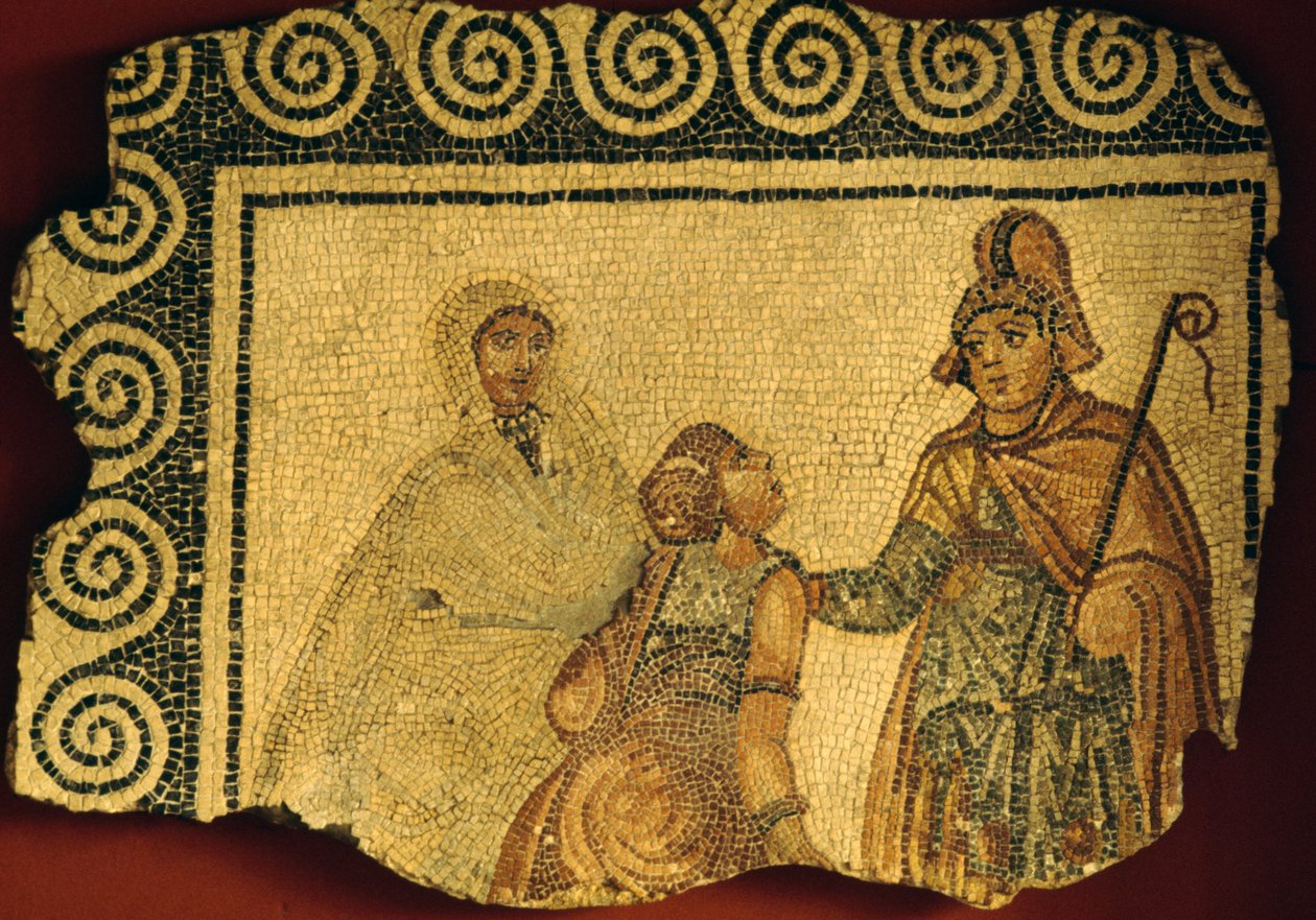 Initiation scene, mosaic from Roman villa of Negrar, Veneto, Italy, Roman civilization by Unbekannt Unbekannt