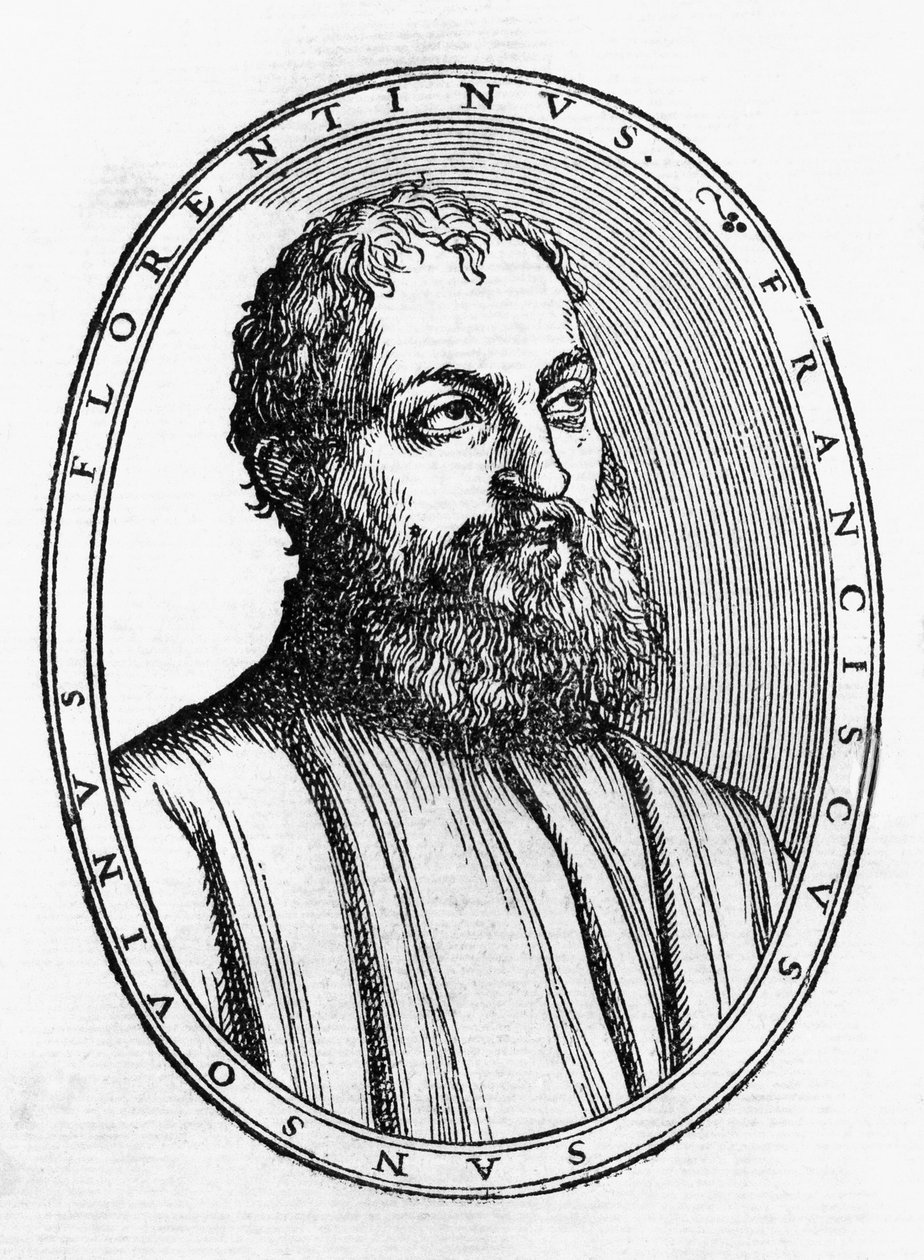 Portrait of Francesco Tatti da Sansovino, Italian man of letters, woodcut from Del secretario di Francesco Sansouino libri quattro by Unbekannt Unbekannt