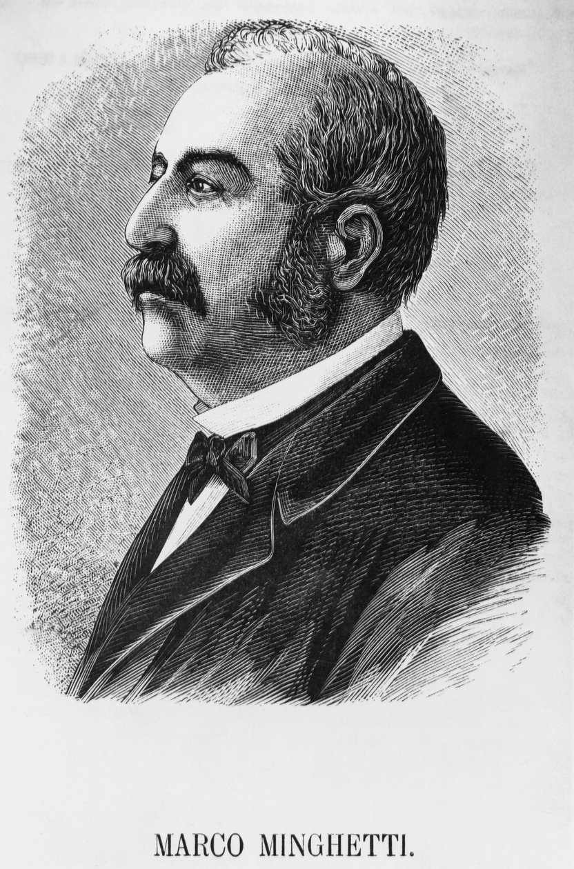 Portrait of Marco Minghetti, Italian economist and statesman who was Prime Minister of Kingdom of Italy, engraving by Unbekannt Unbekannt