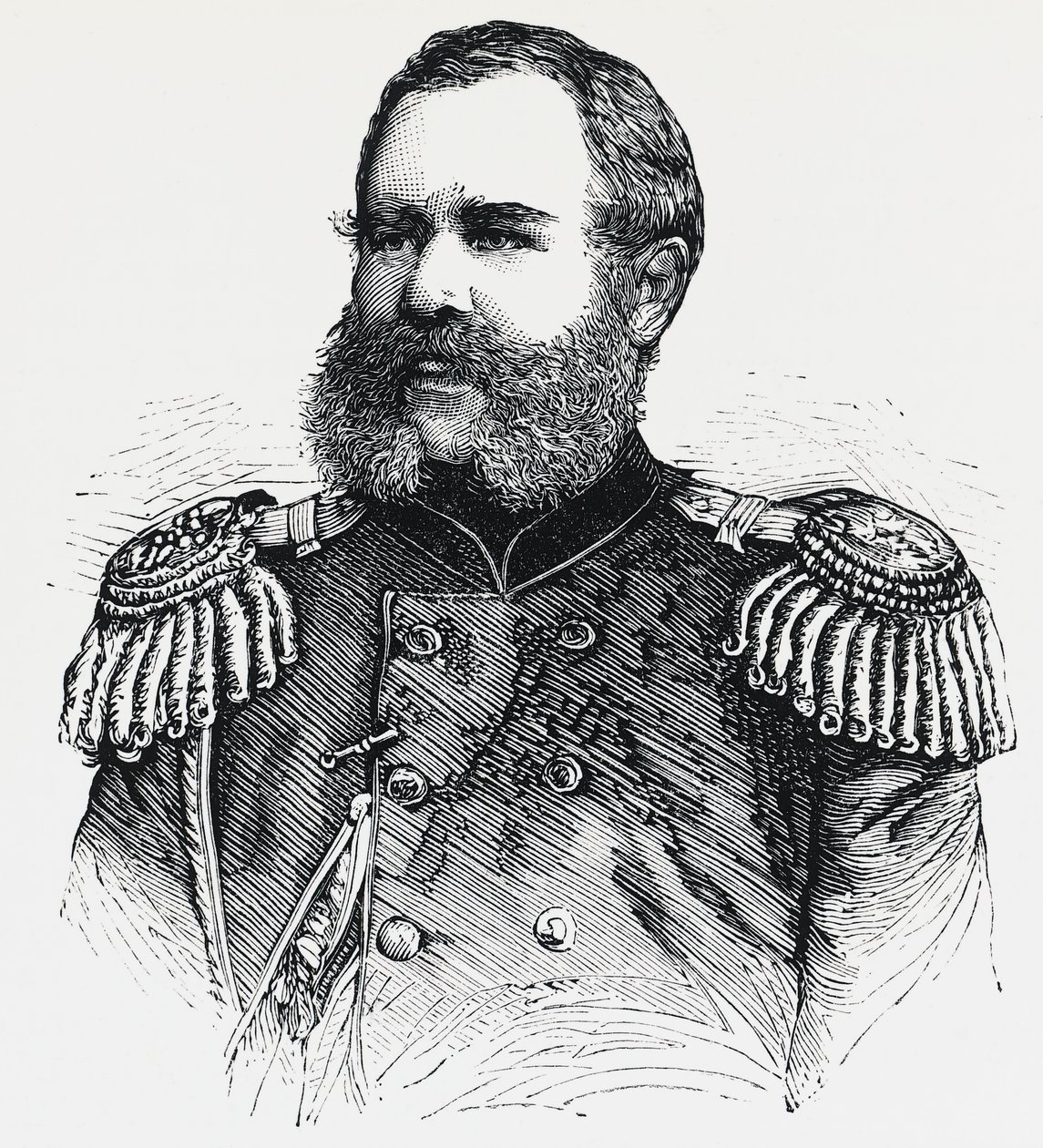 Portrait of Nikolai Obruchev (1830-1904), Russian General, Engraving by Unbekannt Unbekannt