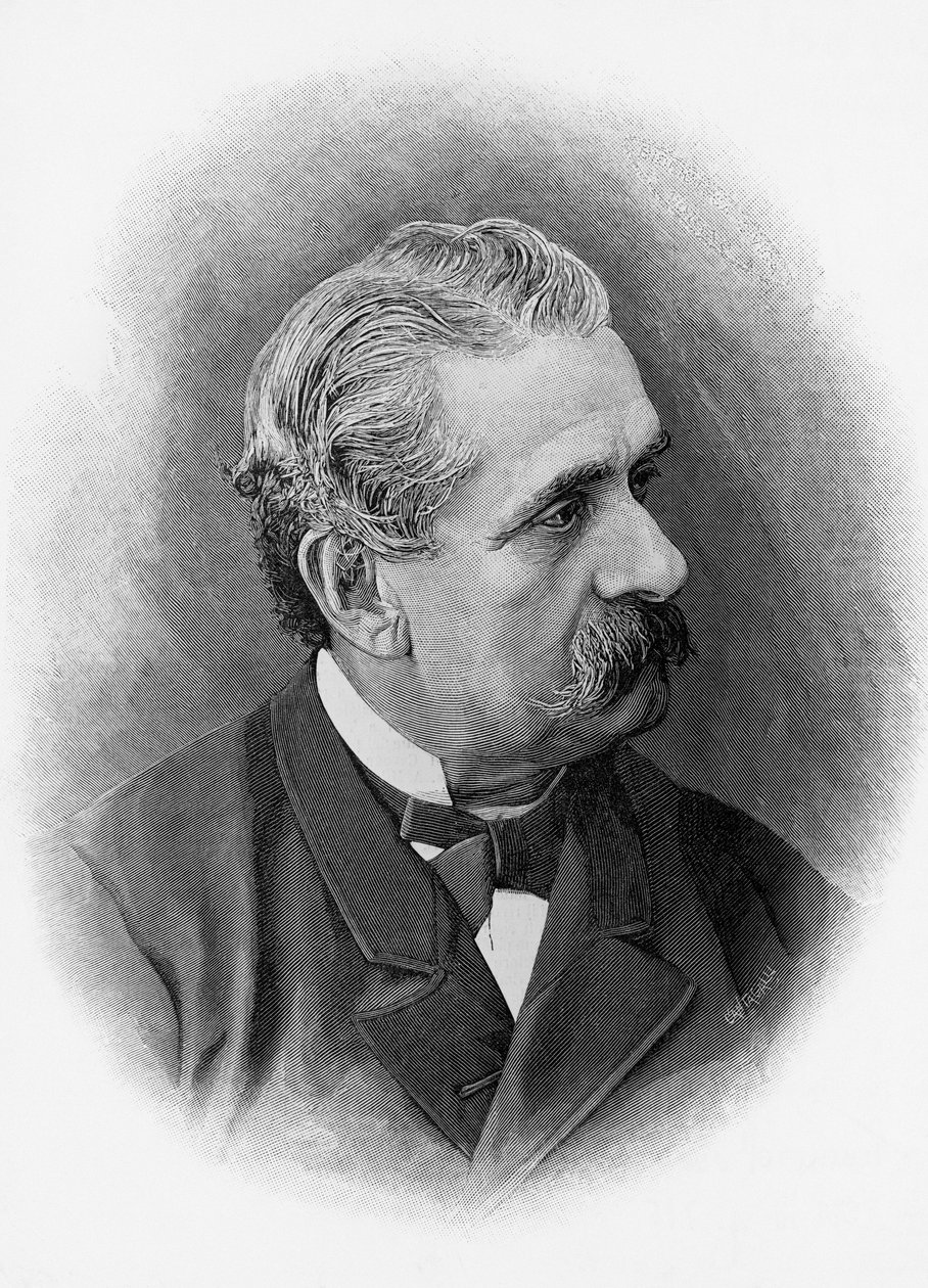 Portrait of Paolo Ferrari (1822-1889), Italian playwright and writer, engraving by Unbekannt Unbekannt