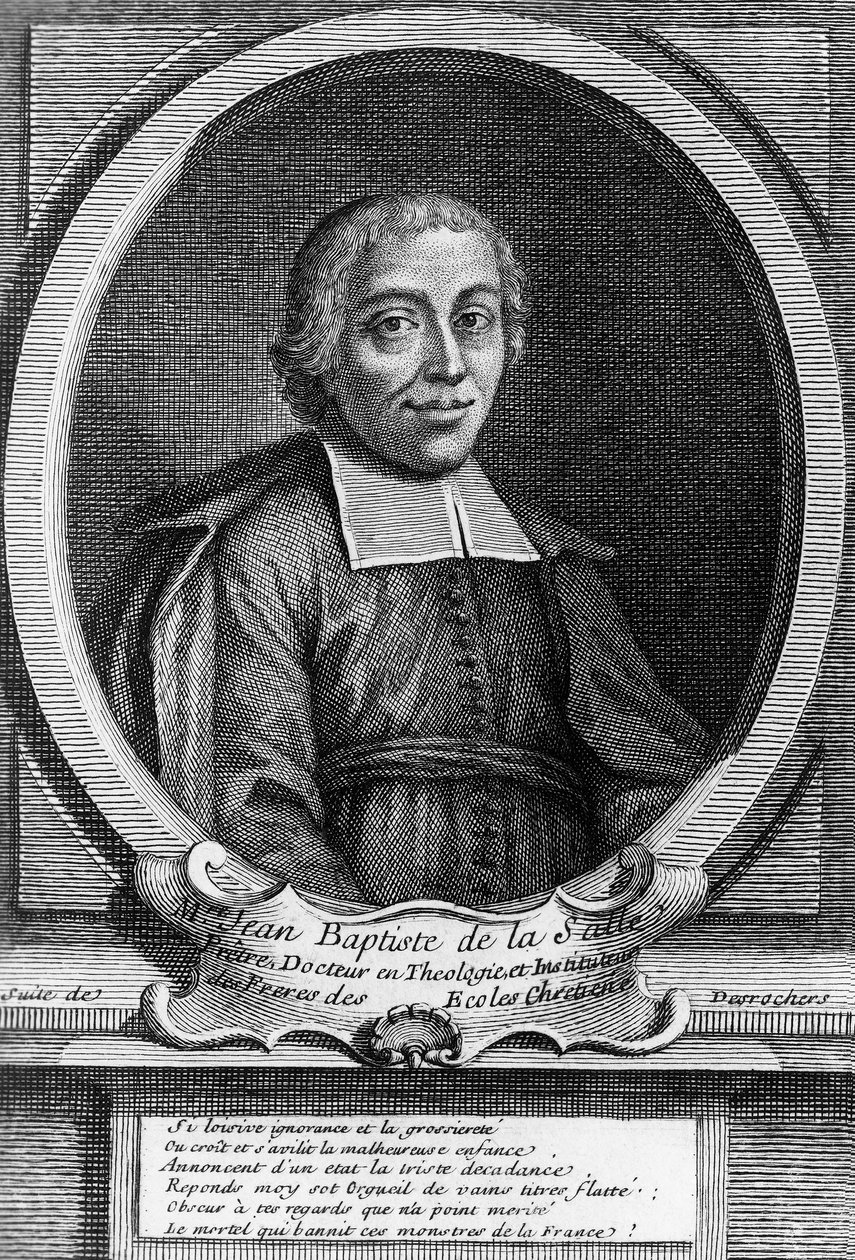Portrait of Saint John Baptist de La Salle (1651-1719), French priest, educational reformer, and founder of Institute of Brothers of Christian Schools by Unbekannt Unbekannt
