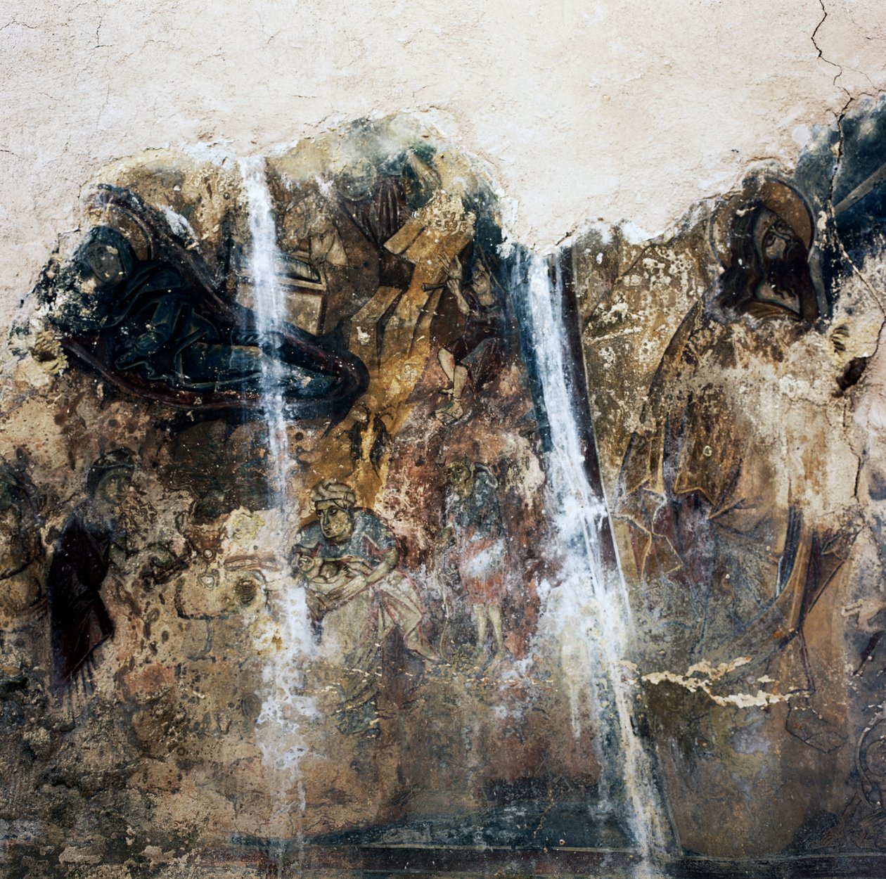 Remains of Fresco in Byzantine Church of Agios Georgios Xifoforos, Apodoulou, Crete, Greece by Unbekannt Unbekannt