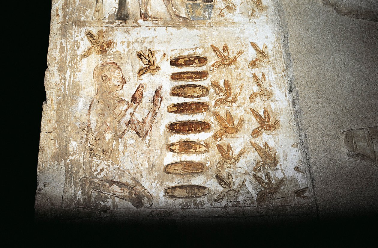 Wall painting depicting a scene of beekeeping, on pillar of the hypaethral court, from the Tomb of Pabasa, Asasif by Unbekannt Unbekannt