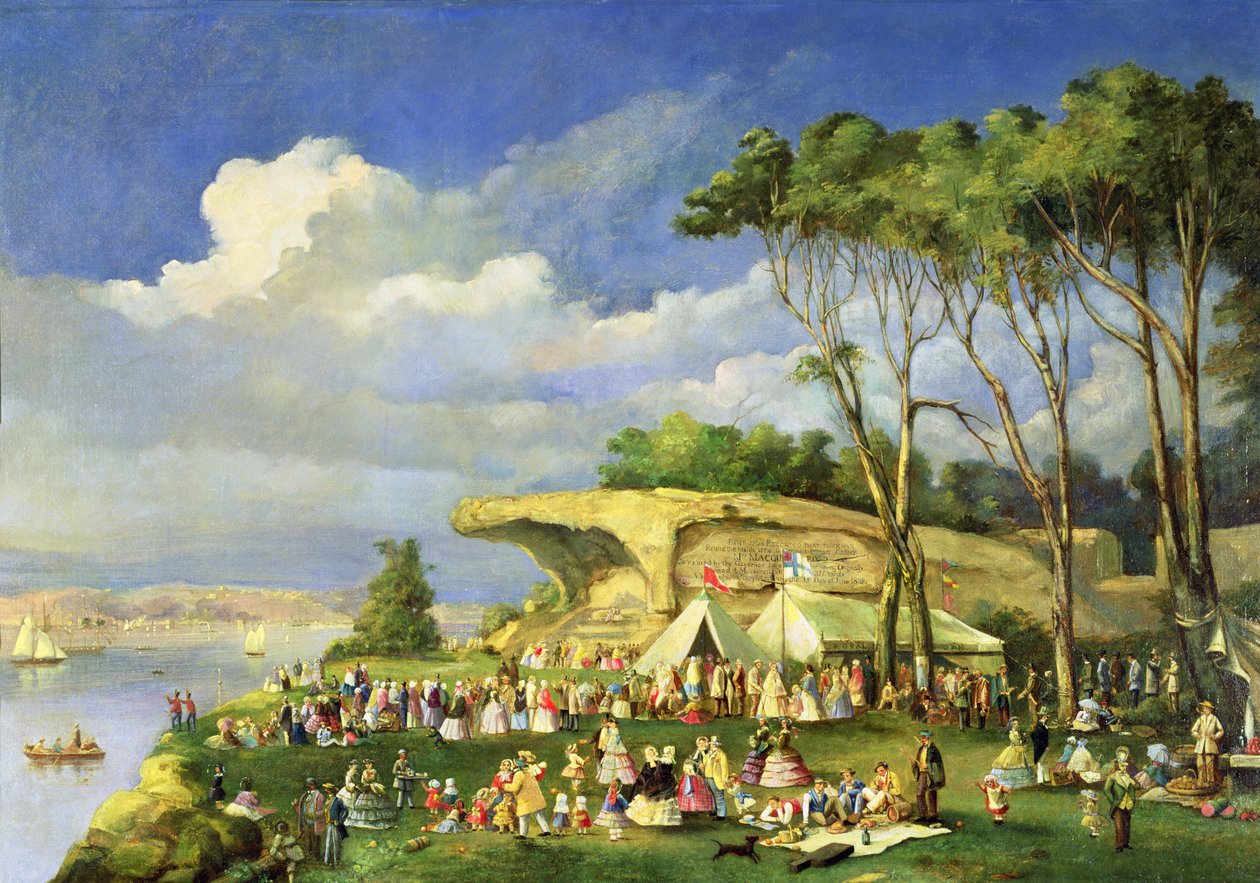 Picnic at Mrs Macquaries Chair, 1855 by Lieutenant George Austin Woods