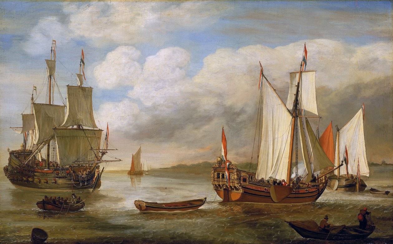 Variety of Dutch boats: sailboats, ships and barges by Lieve Verschuier
