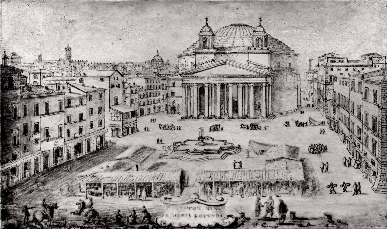 View of the Pantheon, Rome by Lievin Cruyl