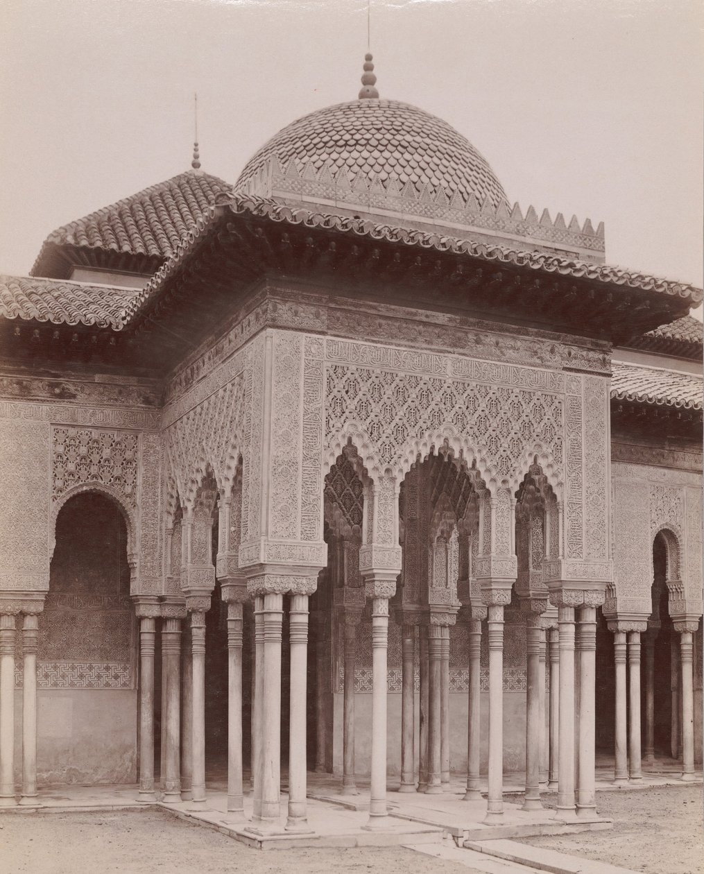 Courtyard of the Lions, Alhambra, Granada by Likely Sebastiano Tassinari.