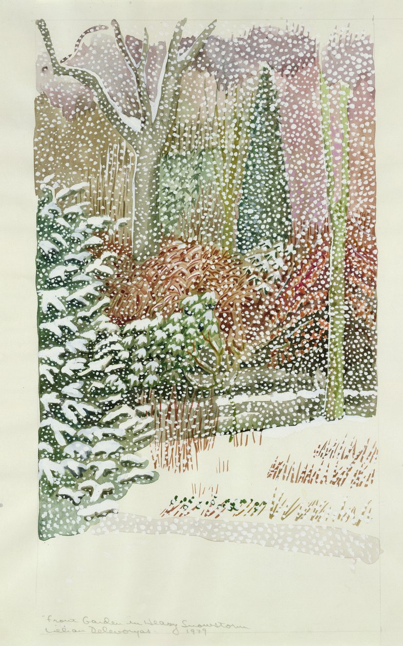 Front Garden in Heavy Snowstorm by Lillian Delevoryas