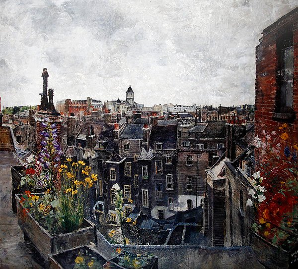 City of London Skies and Flowers (Roofs of High Holborn) 1930s by Lily Delissa Joseph