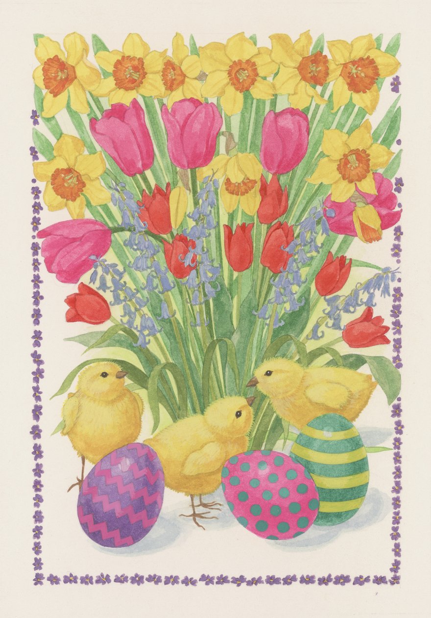 Chicks, Eggs and Flowers, 1995 by Linda Benton