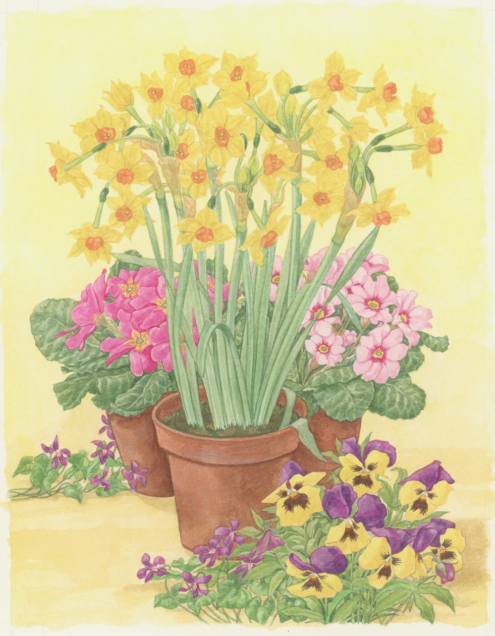 Pots of Spring Flowers, 2003 by Linda Benton
