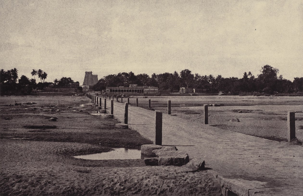 Madura: The Vygay River, with Causeway, Across to Madura, January-February 1858 by Linnaeus Tripe