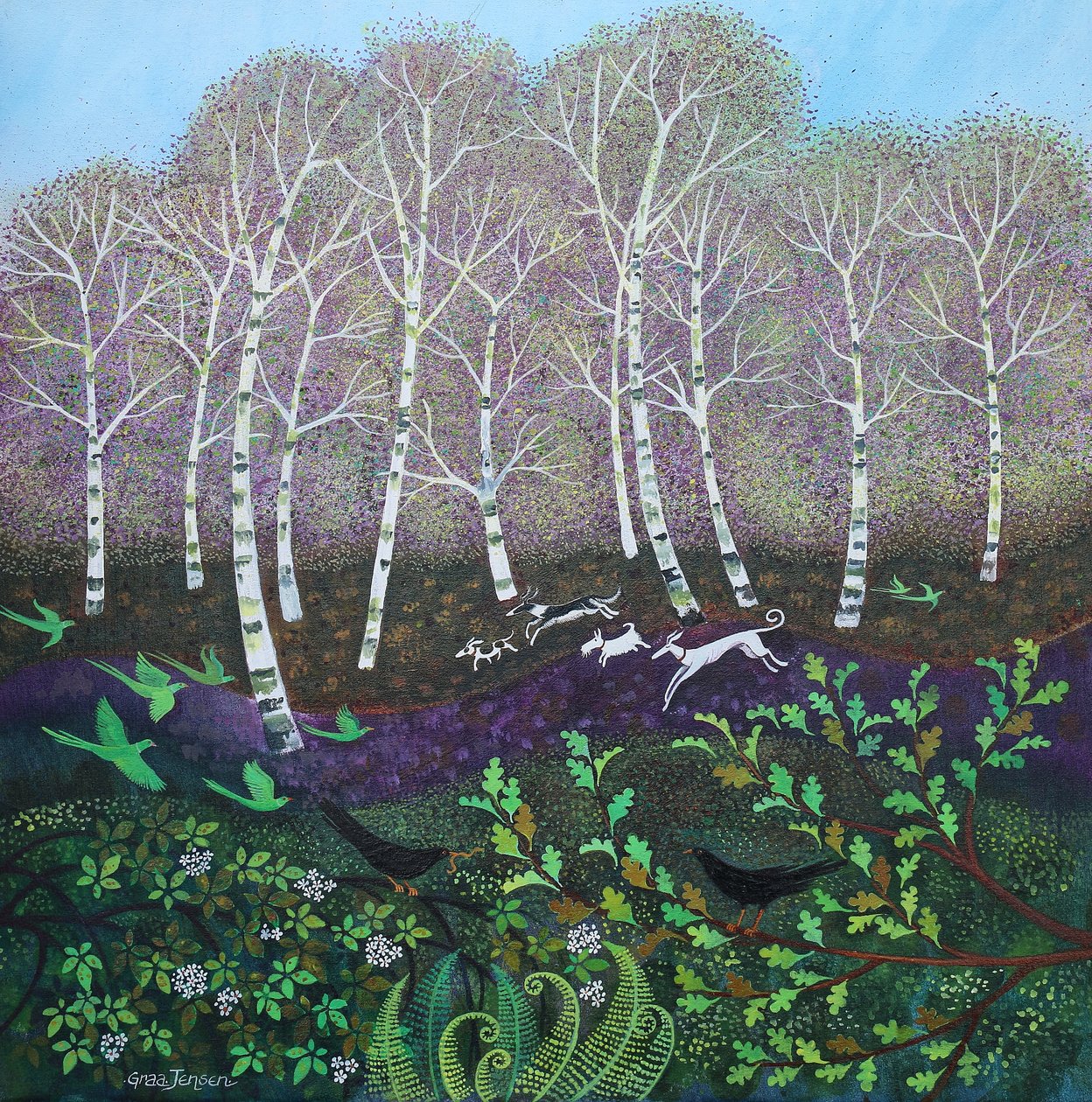 Green Parrots by Lisa Graa Jensen