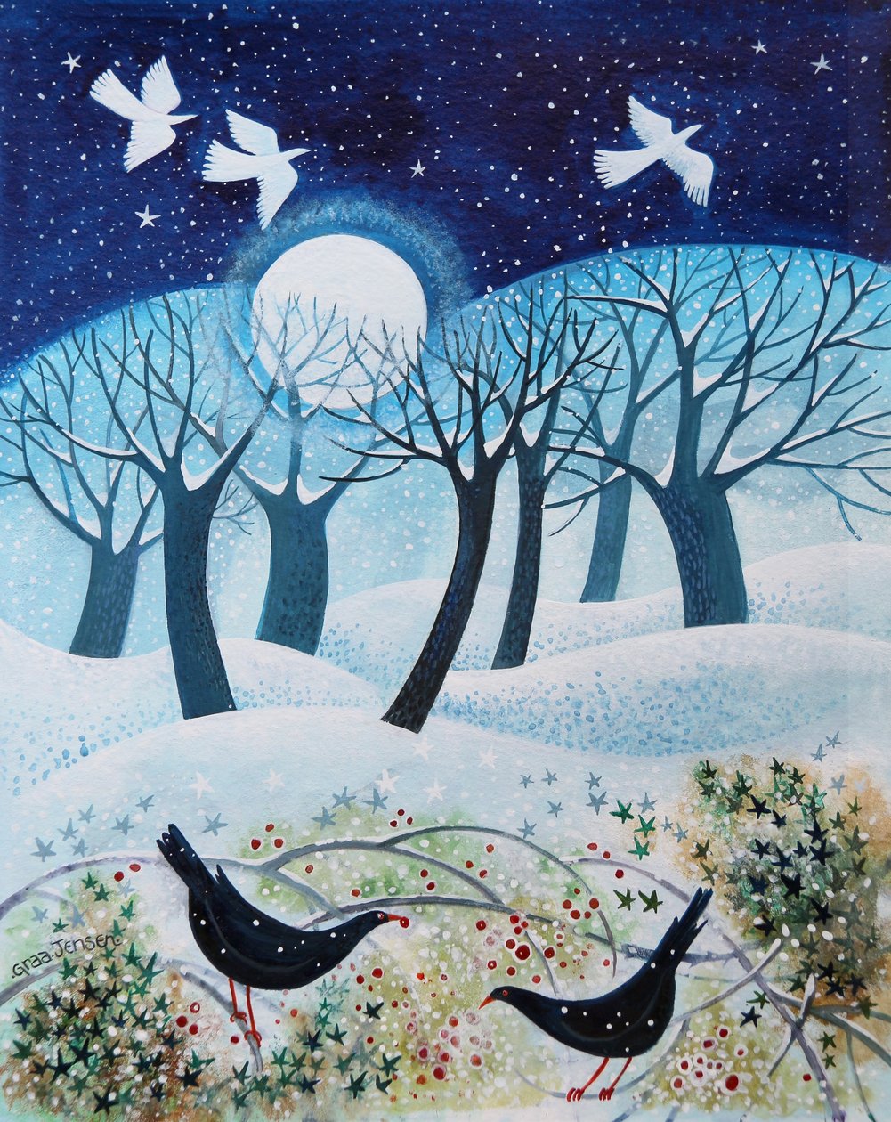 Winter Birds in the Snow by Lisa Graa Jensen