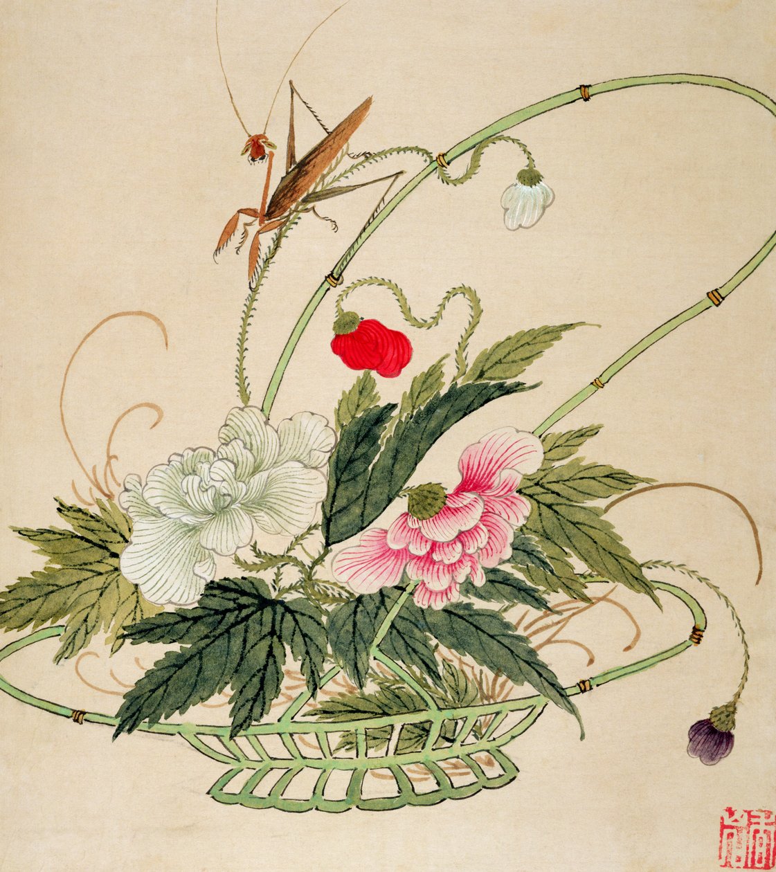 One of a series of paintings of flowers and insects, late 19th century by Liu Hua