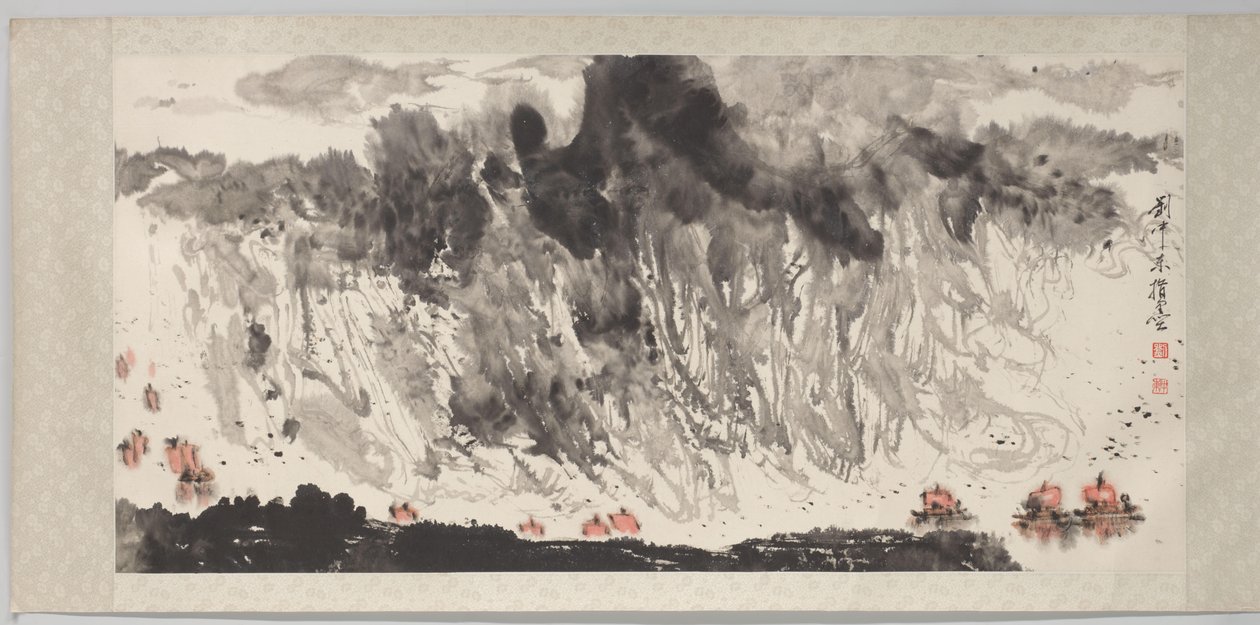 Finger Painting of Landscape with Ships by Liu Zhongdong