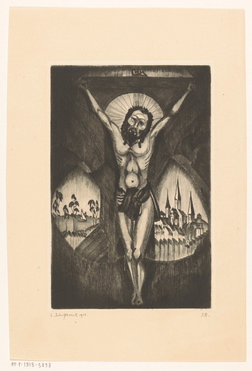 Christ on the Cross by Lodewijk Schelfhout (signed by artist)