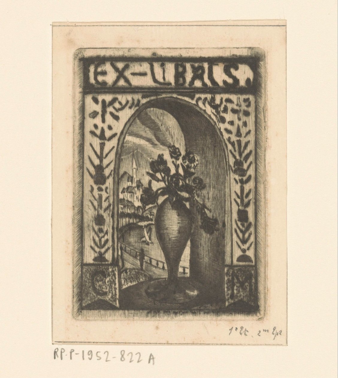 Ex Libris of C. van der Meulen by Lodewijk Schelfhout (signed by artist)