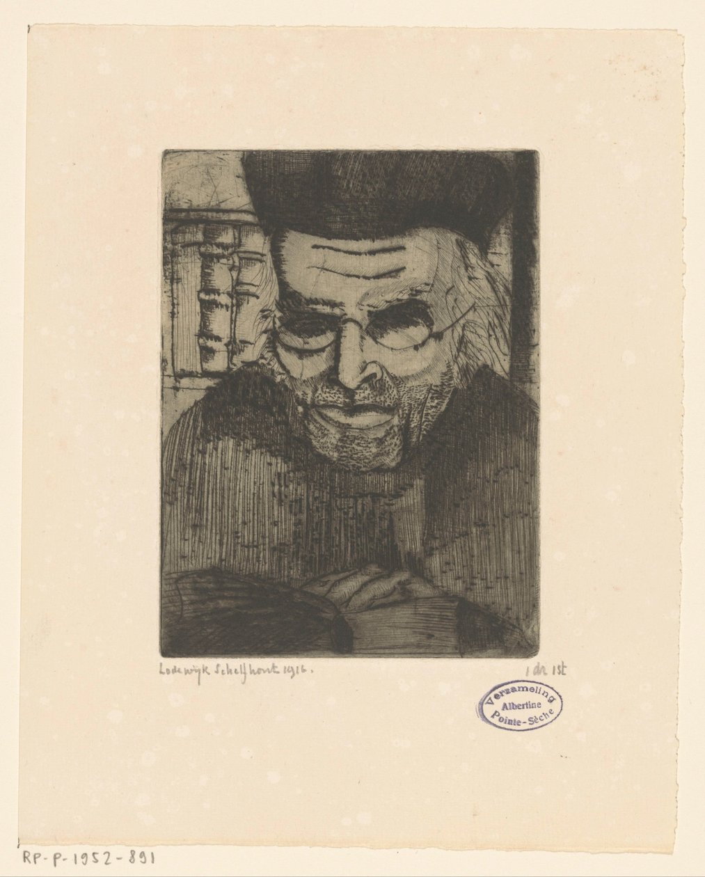 Portrait of G.J. Brinkman by Lodewijk Schelfhout (signed by artist)