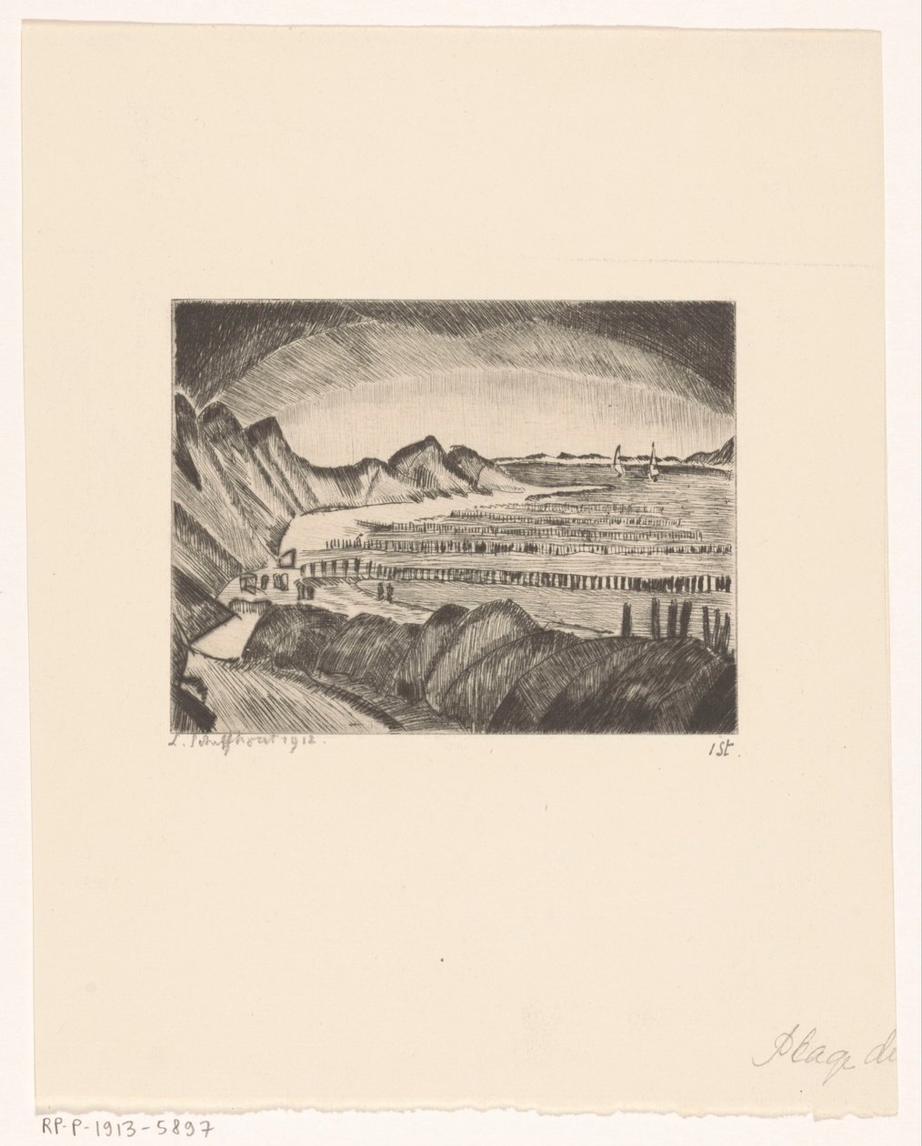 Beach of Domburg by Lodewijk Schelfhout (signed by artist)