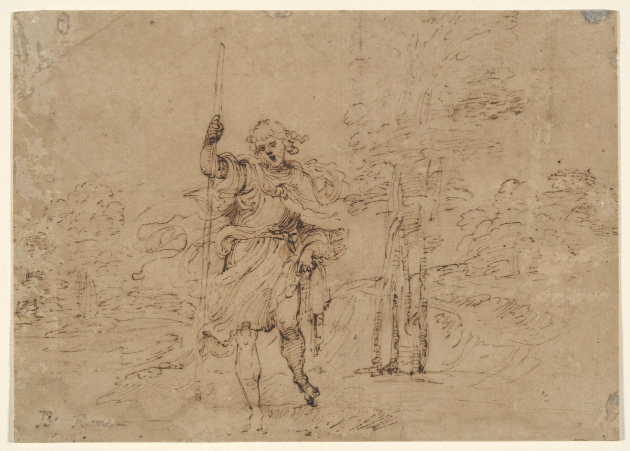 Saint Christopher (or Saint Roch?) in a Landscape by Lodovico Carracci