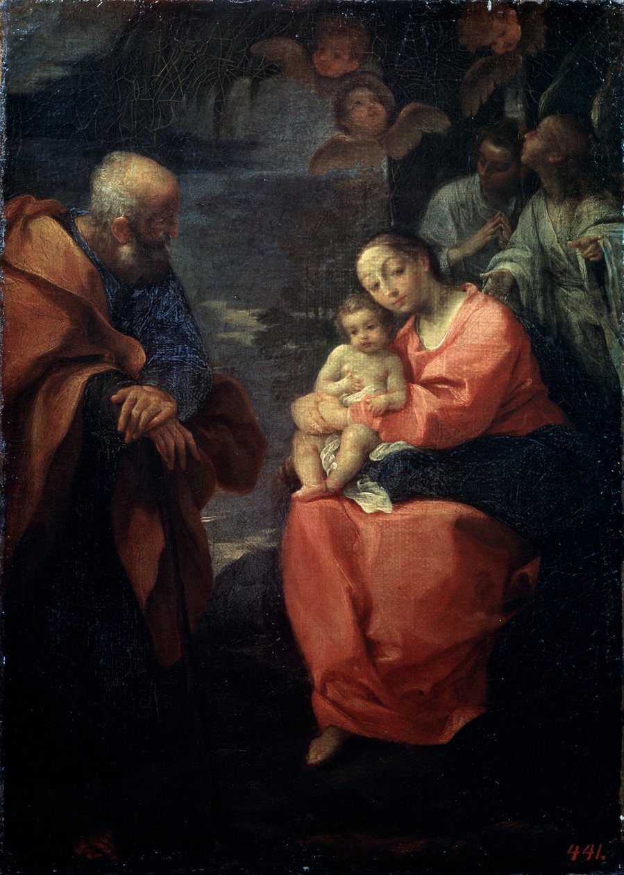 The Holy Family Beneath a Palm Tree, Rest on the Flight into Egypt by Lodovico Carracci
