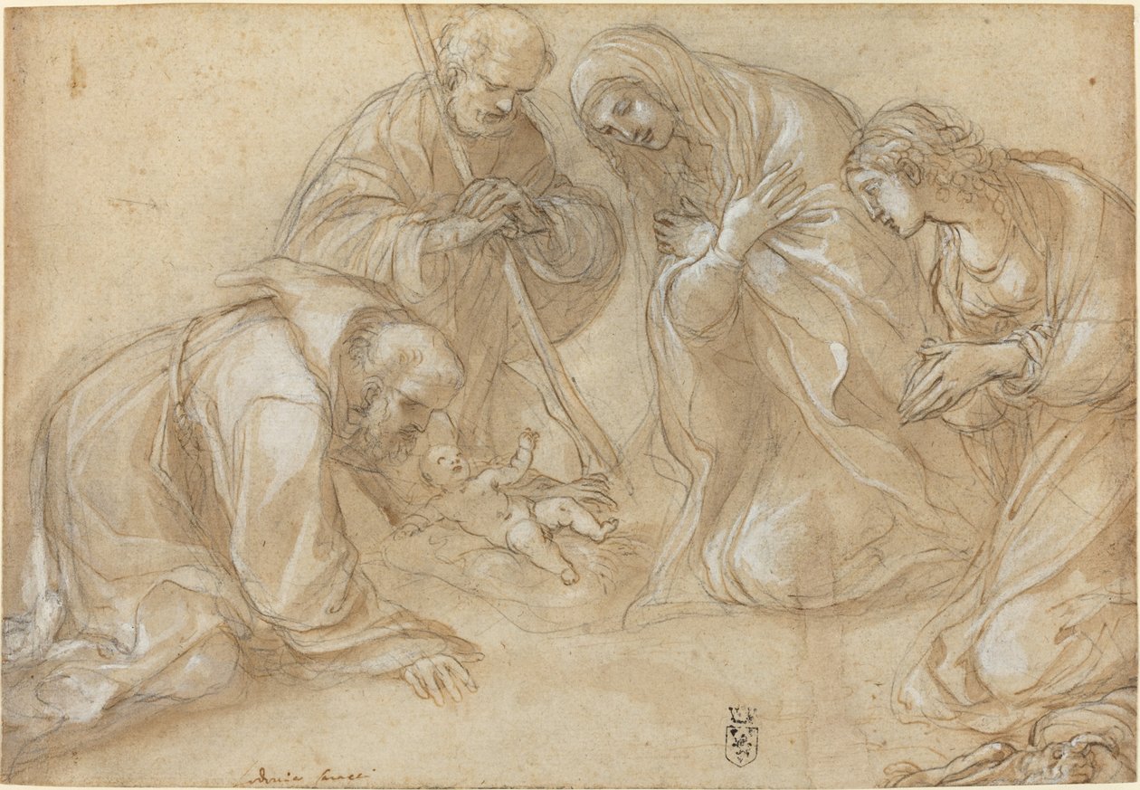The Nativity with Saints Francis and Agnes by Lodovico Carracci