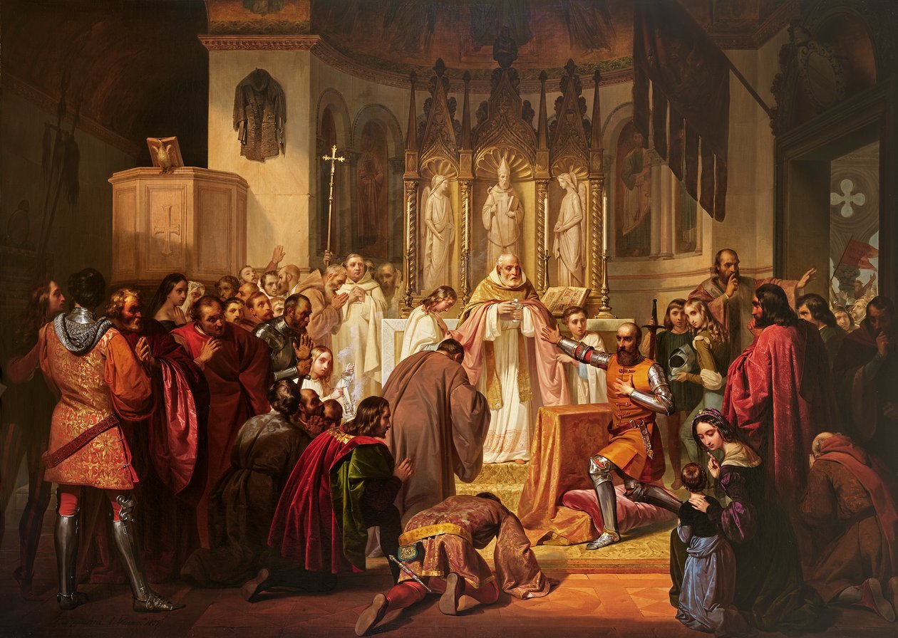 Vittore Pisani Receives Holy Communion Before Taking Command of an Expedition Against the Genoese by Lodovico Lipparini