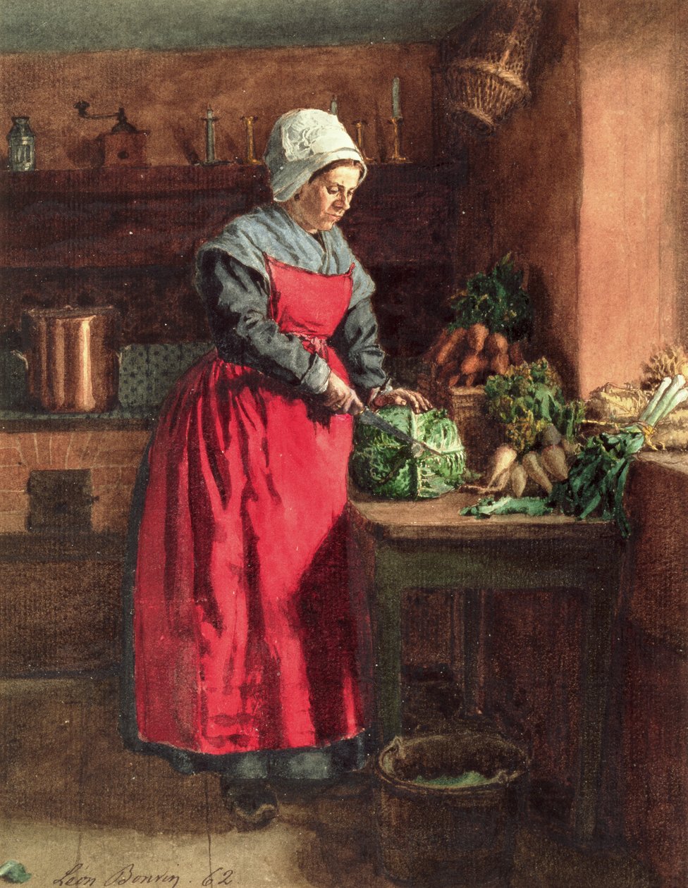 Cook with Red Apron by Léon Bonvin