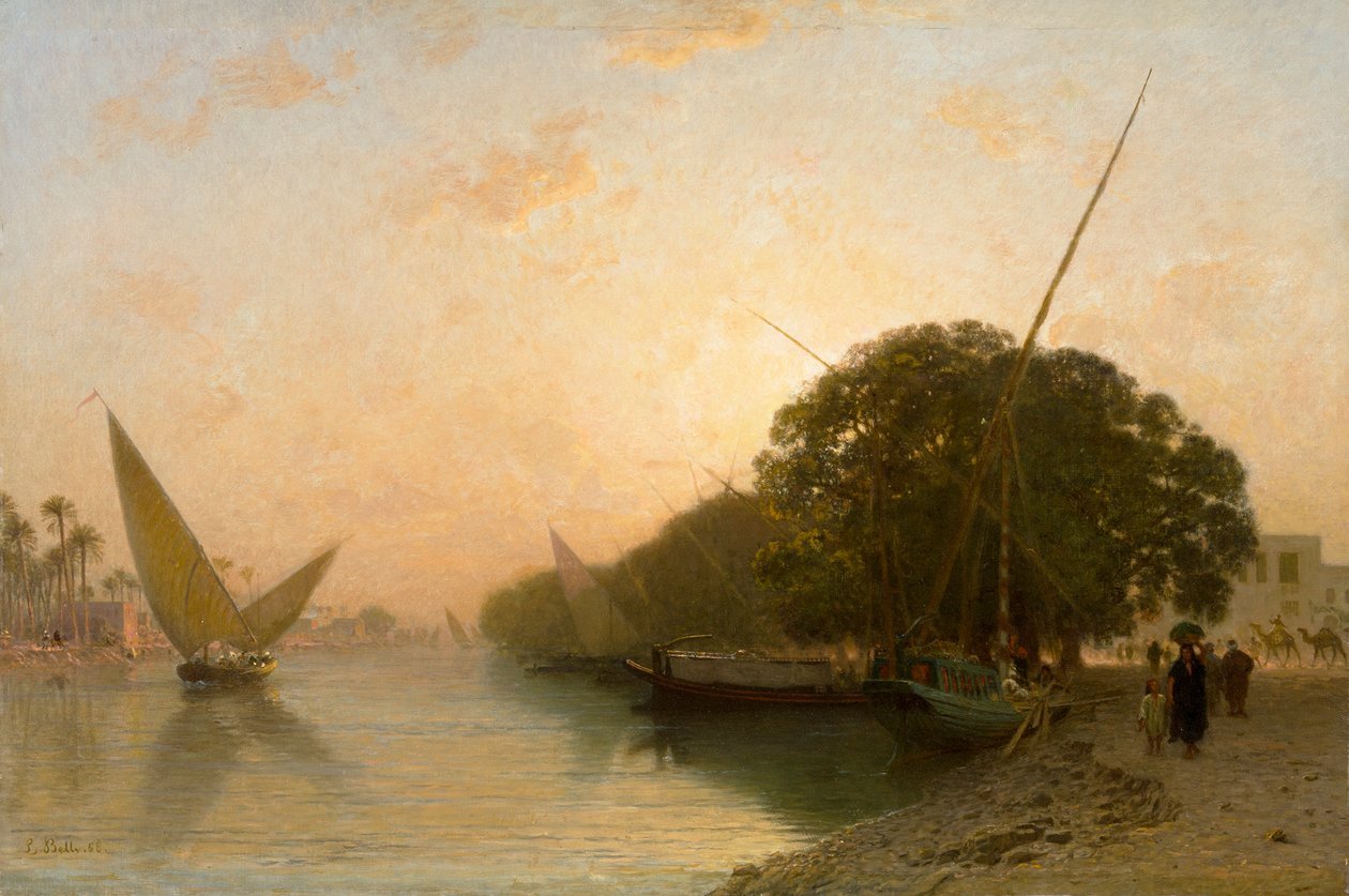 Canal of Mahmoudieh at Alexandria in the Evening, Egypt by Léon Belly