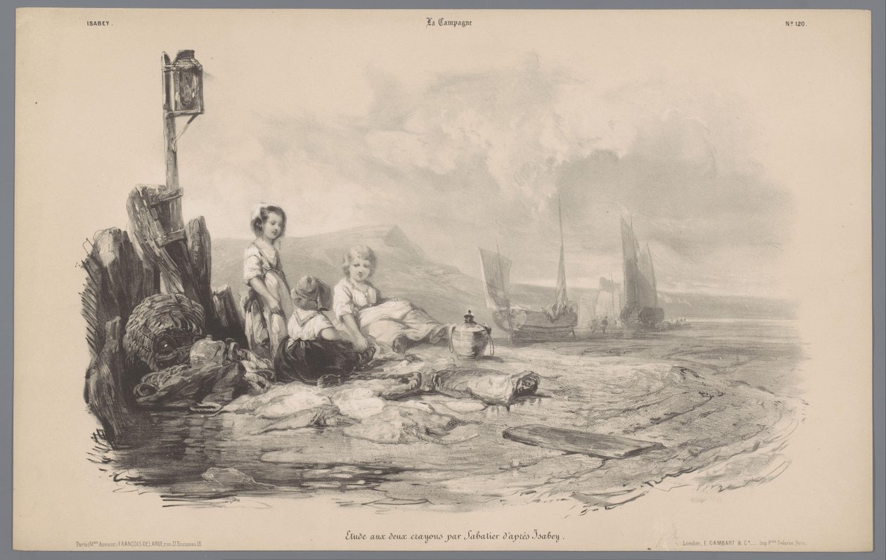 Three Children Playing in a Bay by Léon Jean Baptiste Sabatier