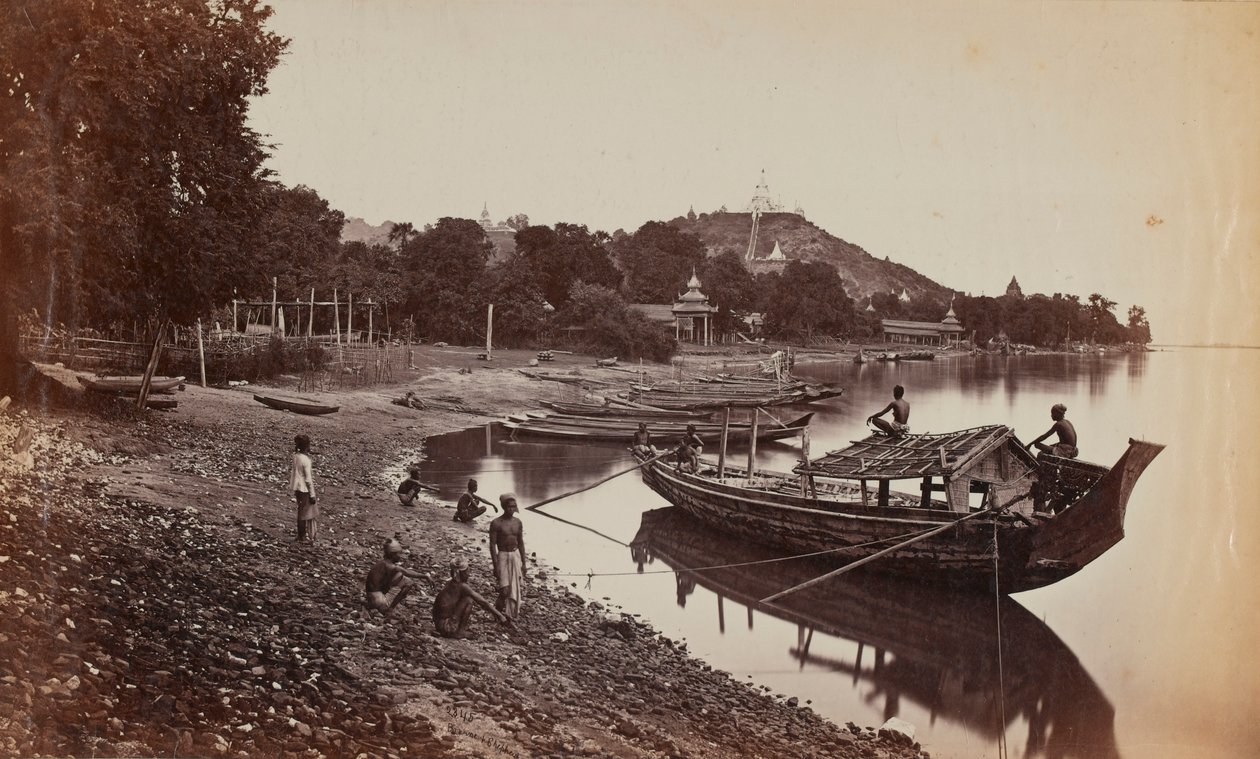 Boats at Ava, Burma by Lord Henry Rawlinson
