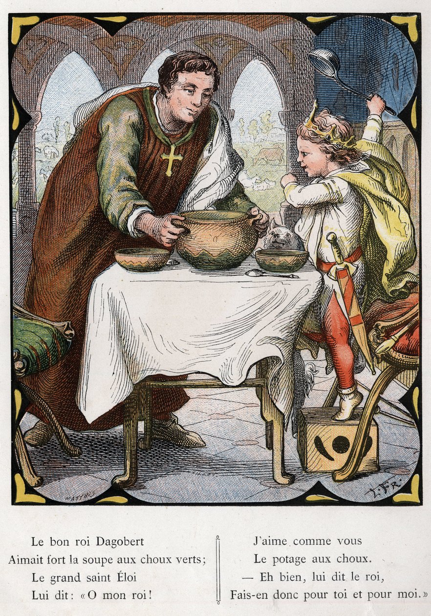 Illustration by Lorenz Frolich for the popular song “The Good King Dagobert”. Edition J. Hetzel. Around 1880 by Lorens Frolich