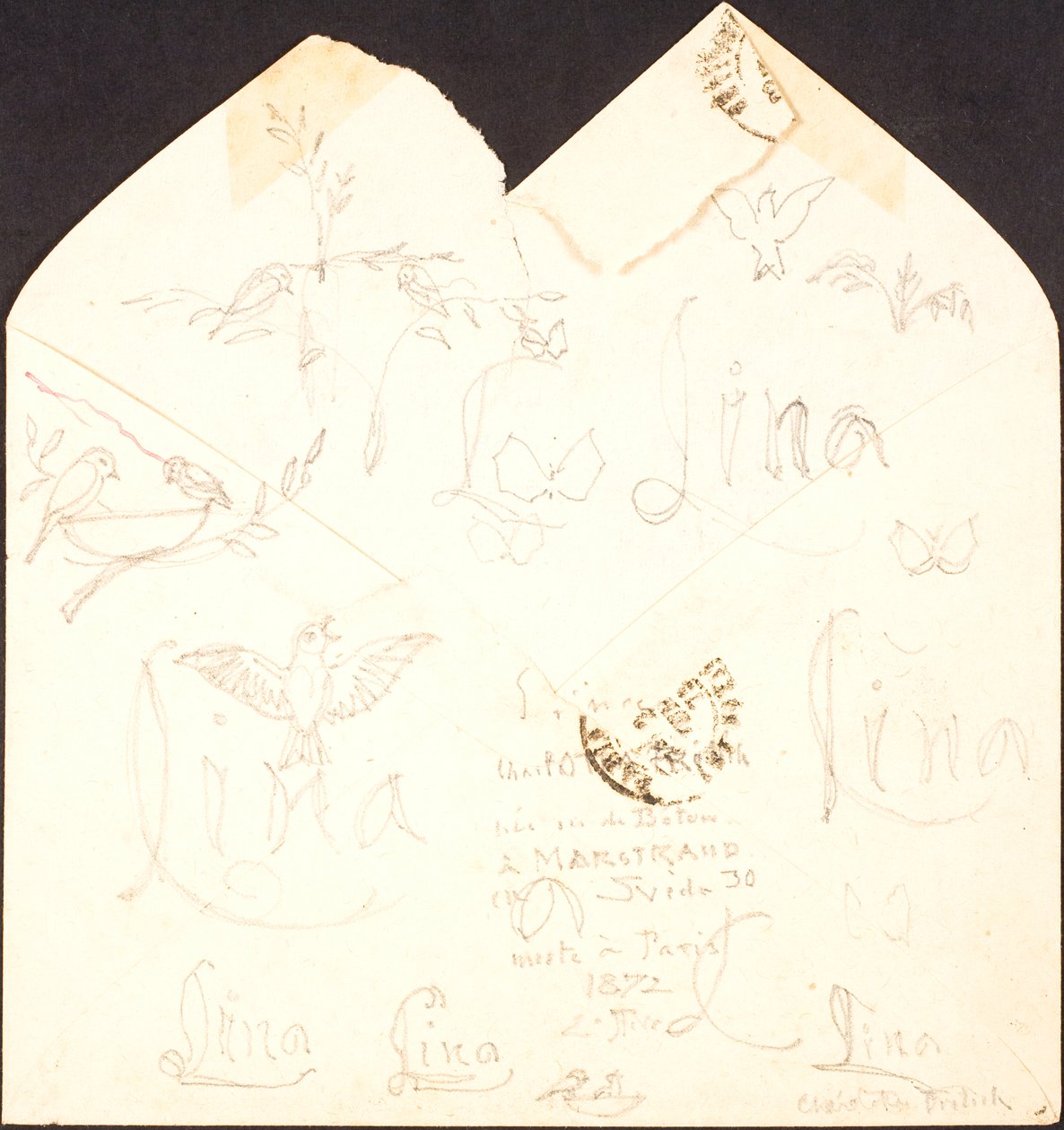 Envelope with Drawings by Lorenz Frølich