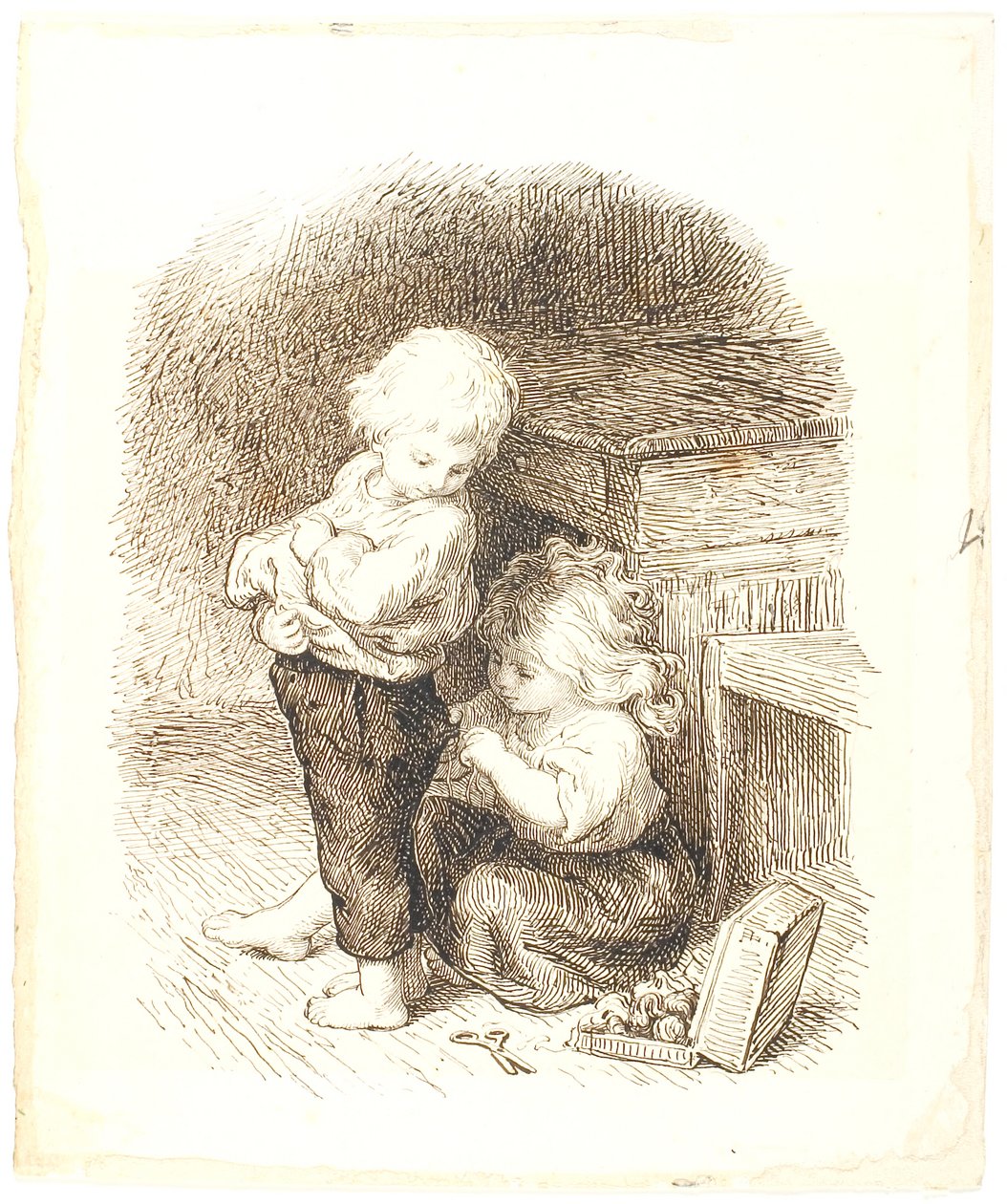 Little Girl Repairing a Boy