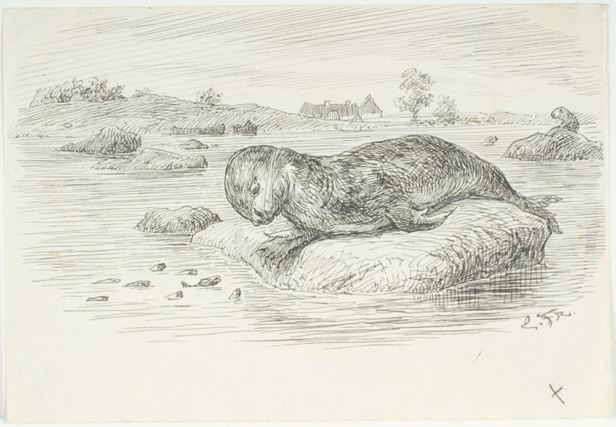 Draft for The Great Sea Serpent by Lorenz Frølich
