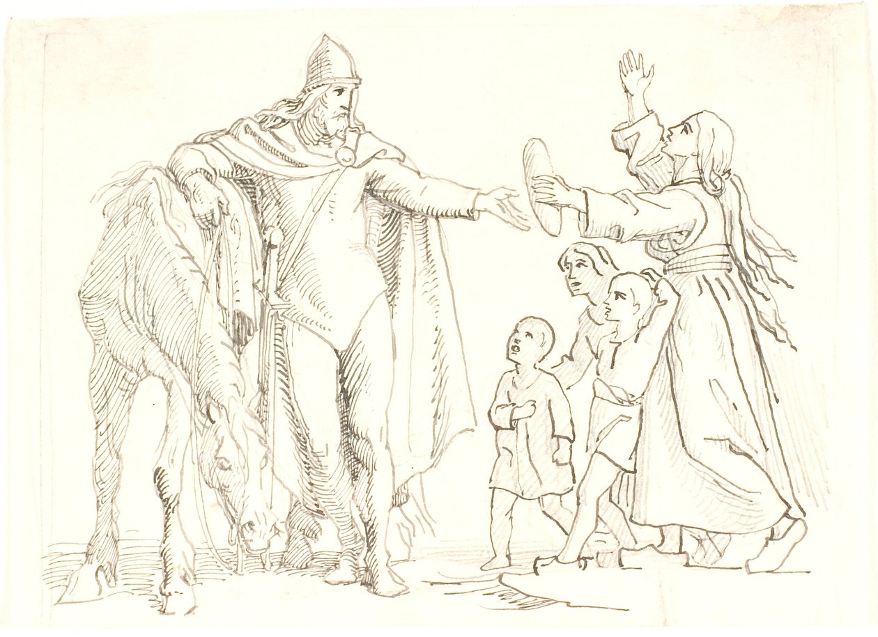 Draft for Niels Ebbesen and the Poor Woman by Lorenz Frølich