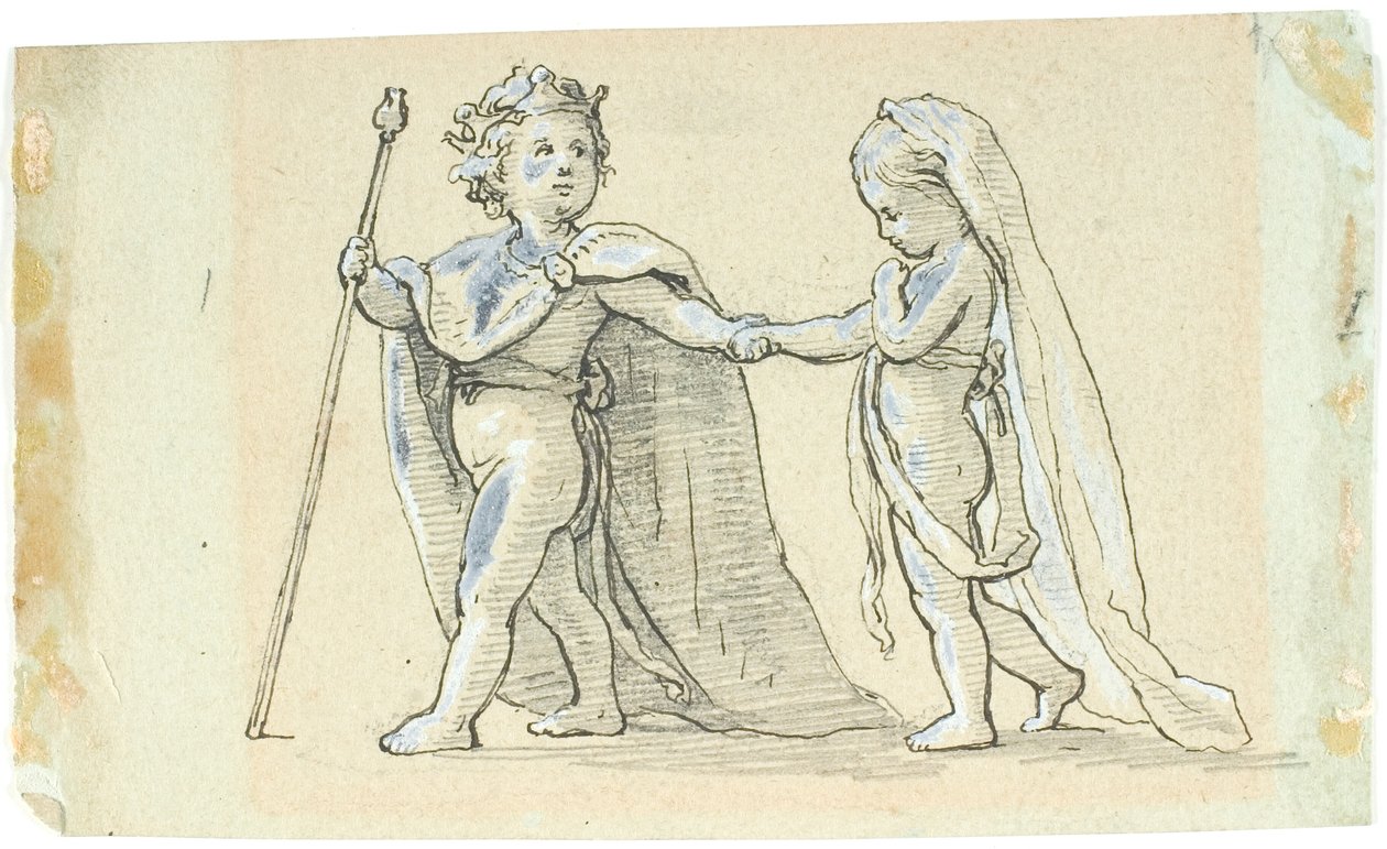 Vignette with Playing Children as King and Queen by Lorenz Frølich