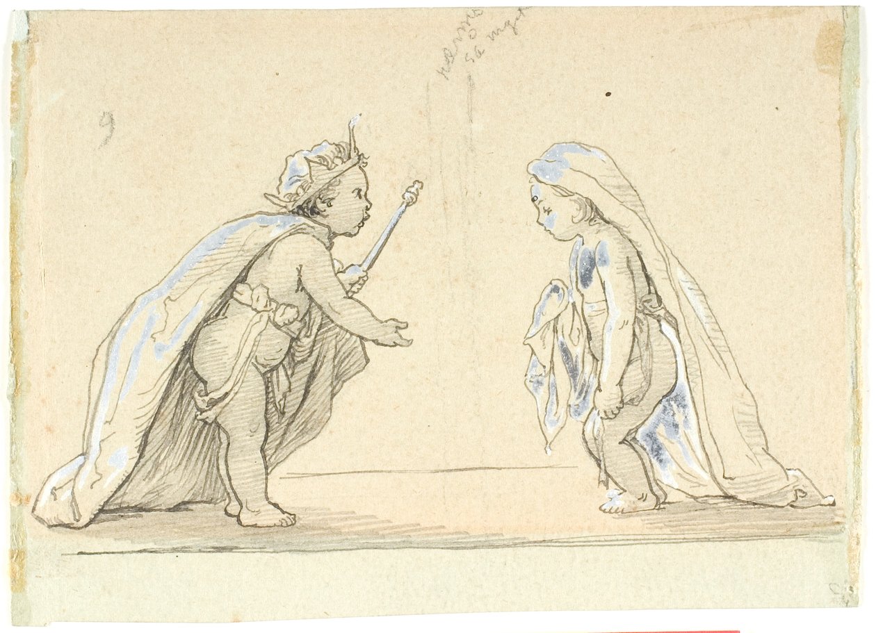 Vignette with Two Children Dressed as King and Young Bride by Lorenz Frølich