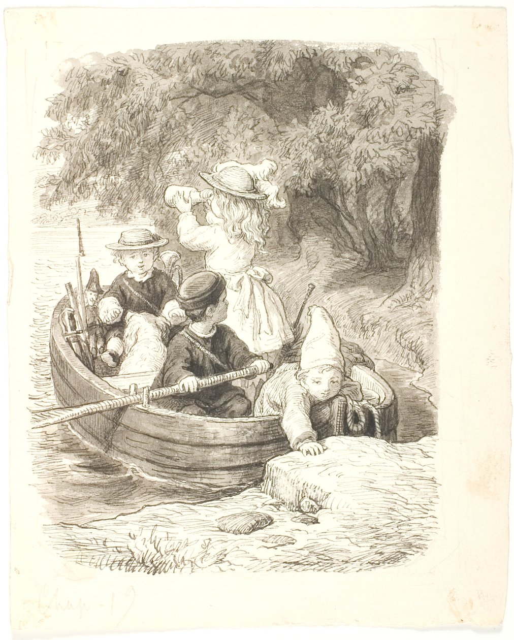 The Four Children in a Boat by Lorenz Frølich